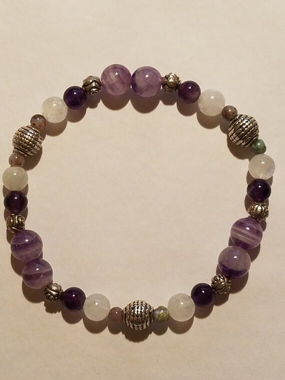 Piedras Preciosas Naturales para hombres con cuentas pulsera amatista febrero granos de piedra 6mm