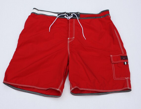 red tommy hilfiger swim trunks
