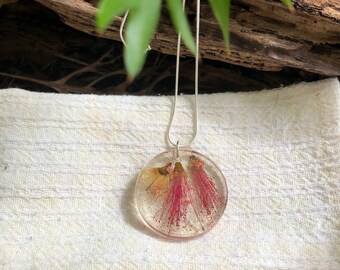 Beautiful handmade bottle brush pendant necklace on a sterling silver chain