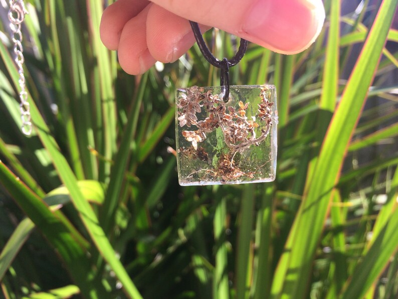 Square Nature Resin Pendant