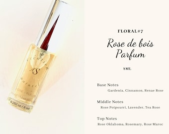 ROSE CINNAMON VEGAN "Rose de bois parfum" - 8ml - 12ml  square spray perfume bottles. Feminine. Summer Christmas other occasion gift.
