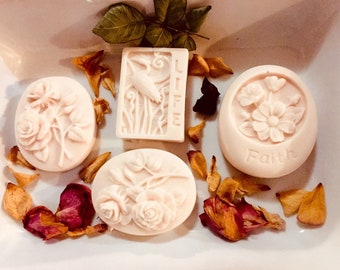 Set of 3 Antic Soaps Designs of 60mg each: Roses, 'LIFE', 'FAITH'. Enquire Style, Colour and Fragrance or No Fragrance/Summer