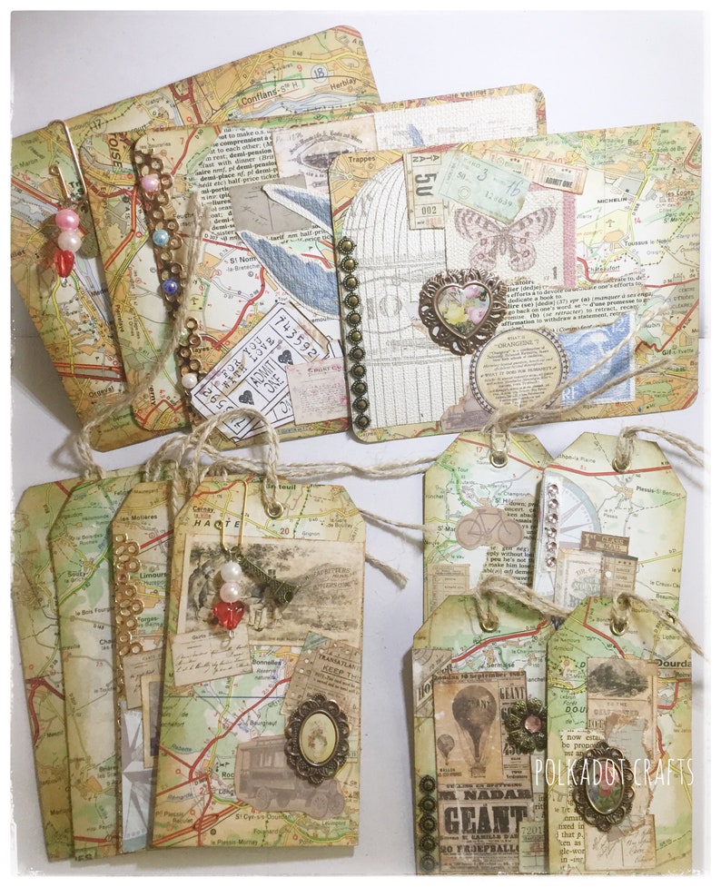 Journaling Cards and Tags Set For Junk Journals Vintage Map image 0