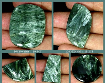 Rare Healing Seraphinite Gemstone Loose Cabochon, Seraphinite Cabs, Natural Cushion Green Seraphinite Loose Stone