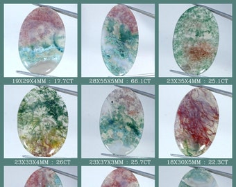 Moss Agate Gemstone Loose Cabs / Red Color Natural Agate Cabochon / Oval Shape Loose Gems / Agate For Jewelry