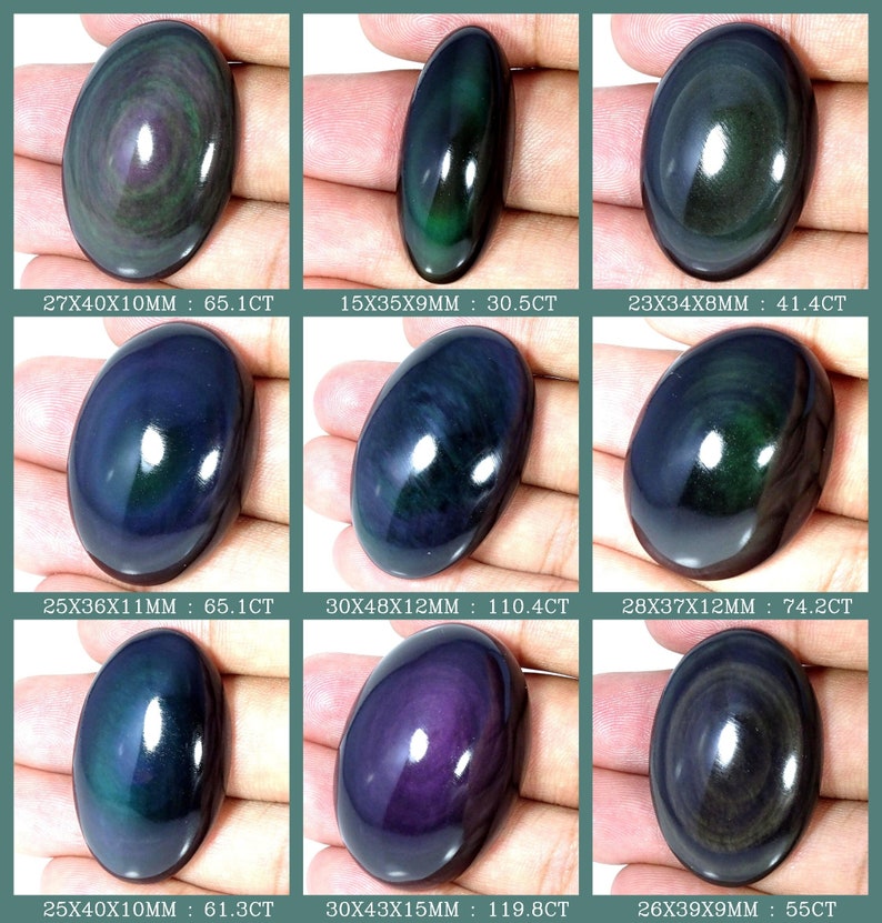 Craft Supply, Cabochon, Oval Shape Obsidian, Black Obsidian, Rainbow Eye Obsidian, Authentic Gemstone, Opaque Gemstone, Wholesale Supplier, Healing Gemstone, Natural Obsidian, Oval Shape Stone, Polished Gemstone, Jewelry Supply