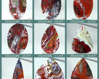 Crazy Lace Agate Gemstone Cabs/ Red Agate Cabochon/ Oval Shape Agate Stone/ Natural Loose Gemstone