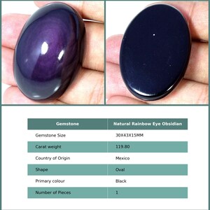 Rare Healing Rainbow Eye Obsidian Gemstone Loose Cabochon, Obsidian Cabs, Natural Oval Black Rainbow Eye Obsidian Loose Stone 30X43X15Mm : 119.8Ct