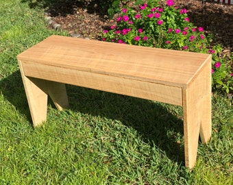 Basic Wood Bench for Outdoors ready for Paint or Stain - Solid Top Bare Wood