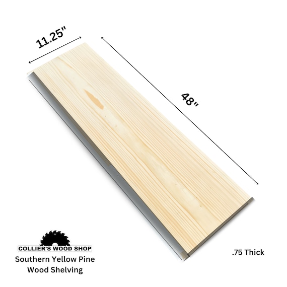 Pine Wood Shelf Boards 48" Long DIY Shelving, Custom Colors (1x12x48")