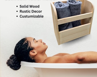 Custom Wooden Towel Rack – Rustic Bathroom Organizer, Solid Wood Holder
