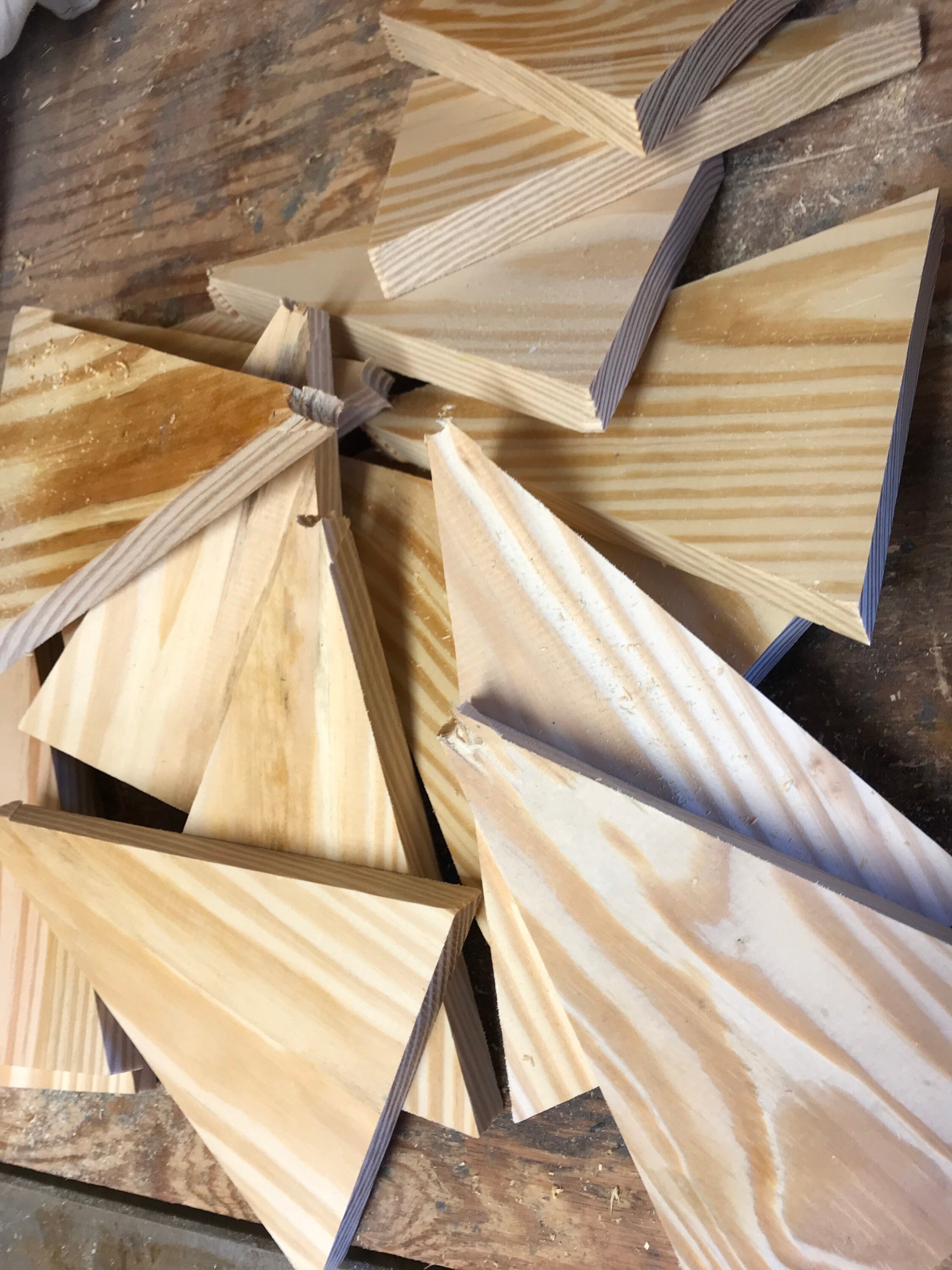Box of Triangle Shaped Scrap Wood Blocks of Southern Yellow Etsy