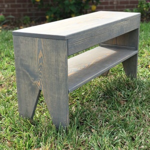 36" Long Simple Wood Bench with Storage Shelf - Solid Top