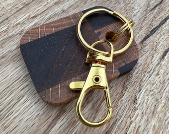 Wooden Key Chain with Clip made from Walnut and Oak Wood