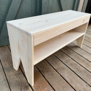 Wood Bench with Storage Shelf - Solid Top