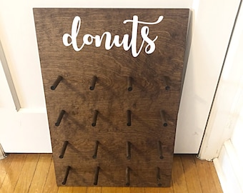 Donut Peg Board, Donut Board Wedding, Donut Stand Holder, Wood Donut Board, Donut Rack Wall, Donut Wall Wedding, Rustic Donut Wall, Donuts