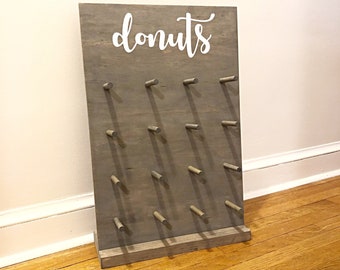 Wedding Donut Wall, Wood Donut Stand For Wedding, Rustic Donut Rack, Donut Stands, Donut Board Wedding, Doughnuts, Wedding Donut Board