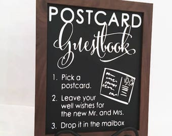 Rustic Wedding Postcard Guestbook Sign, Vintage Guestbook Sign, Wedding Chalkboard Sign With, Travel Themed Wedding, Hipster Wedding Signs