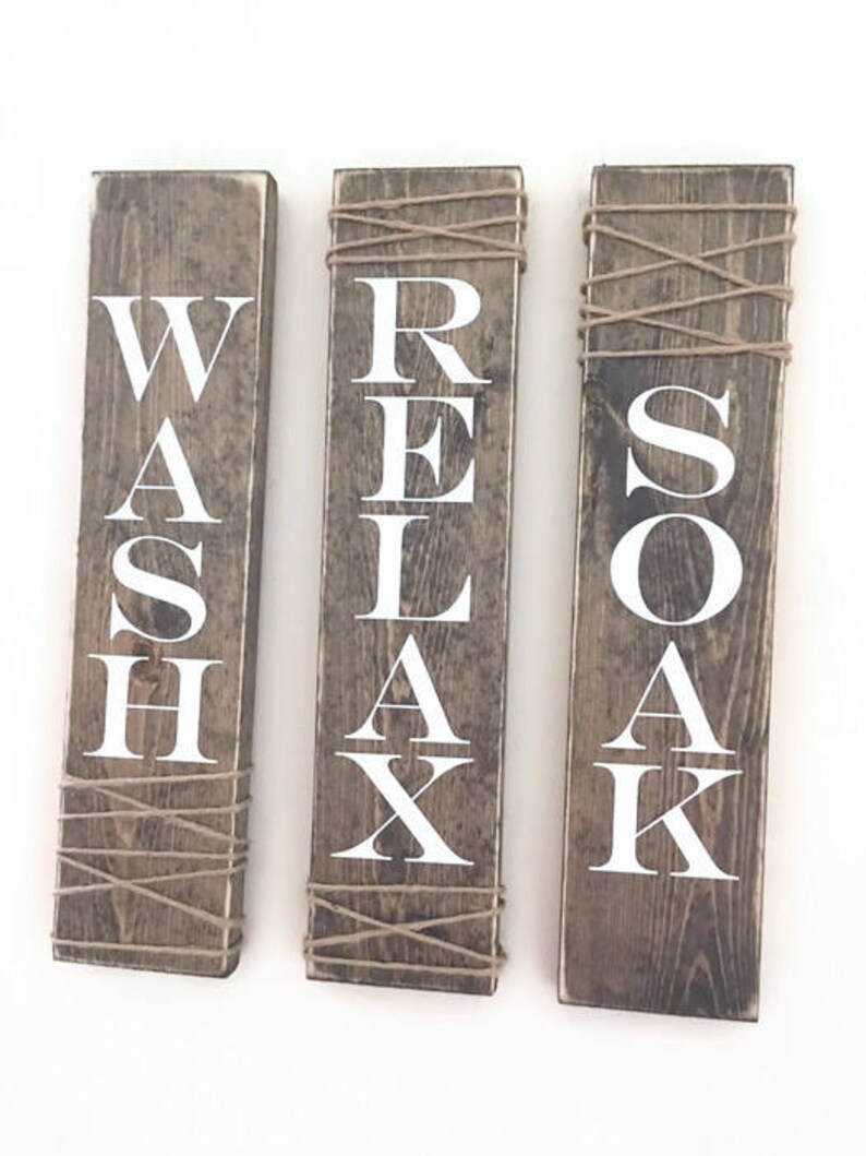 Rustic Bathroom Signs Set Of Three Rustic Bathroom Decor Etsy