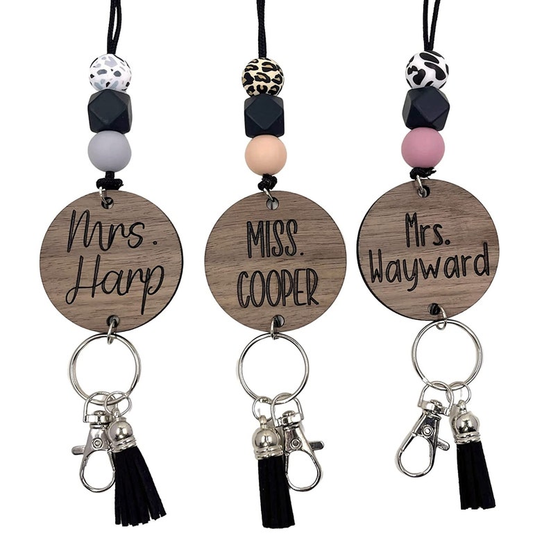 Personalized Beaded Lanyard for Keys Silicone Beaded Lanyard Etsy