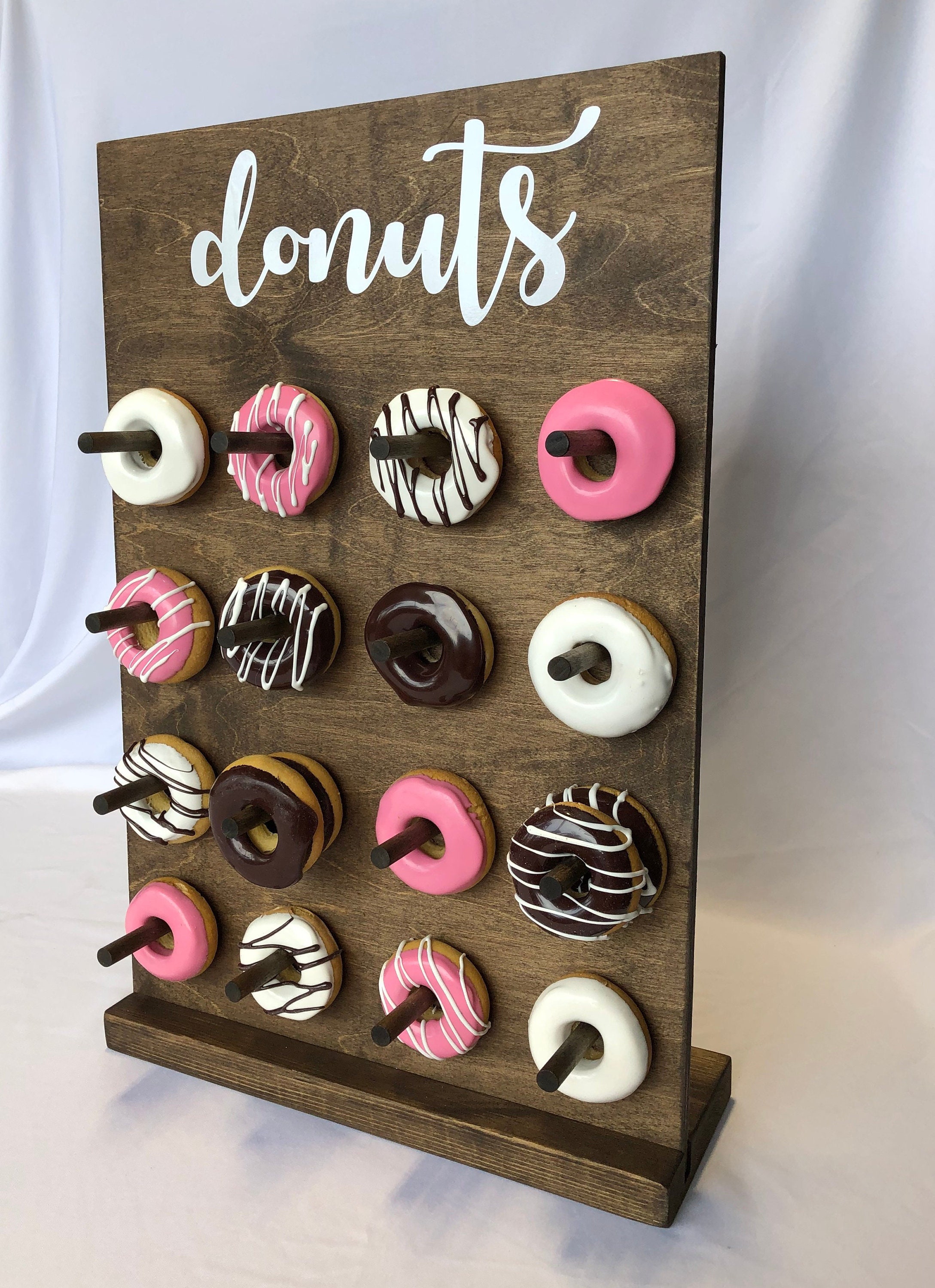 Donut Pared Reutilizable Soporte para Donuts de Madera 9 Orificios Soporte  para Rosquillas para Cumpleaños Camiones de Caramelos Aniversarios Boda