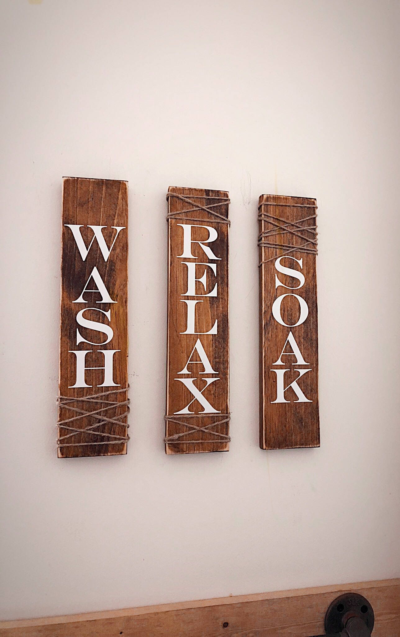 Rustic Bathroom Signs Set Of Three Rustic Bathroom Decor Etsy