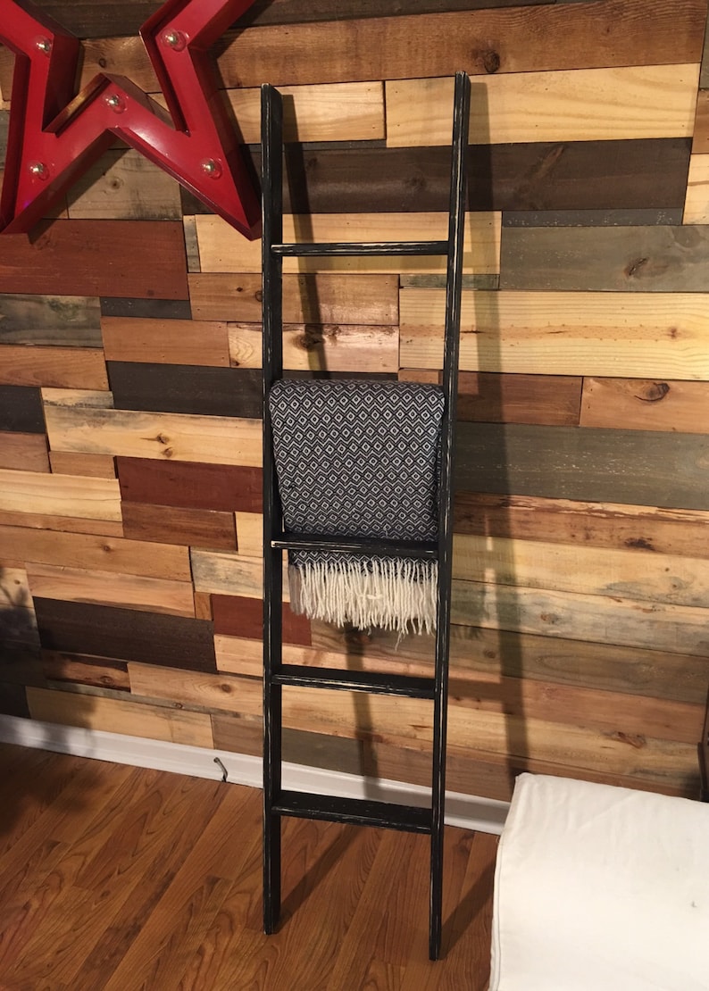 Rustic Reclaimed Wood Blanket Ladder Towel Rack Blanket Etsy
