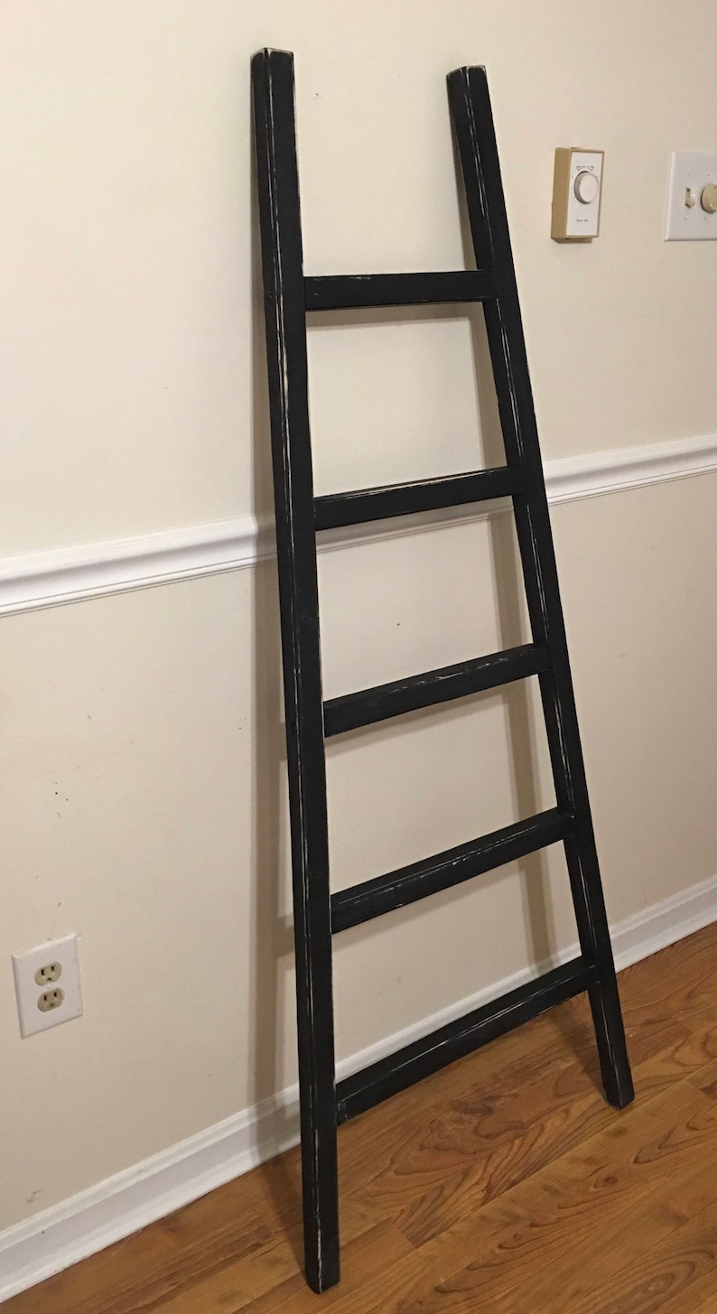 Rustic Reclaimed Wood Blanket Ladder Towel Rack Blanket Etsy