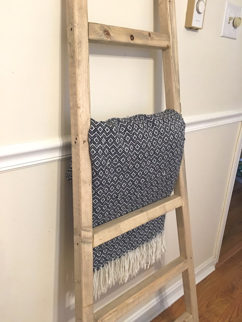 Rustic Reclaimed Wood Blanket Ladder Towel Rack Blanket Etsy