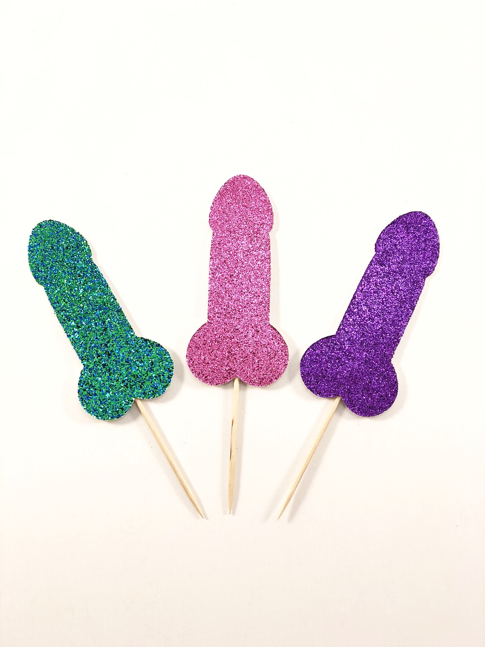 Penis Cupcake Toppers Glitter Cake Topper Bachelorette | Etsy