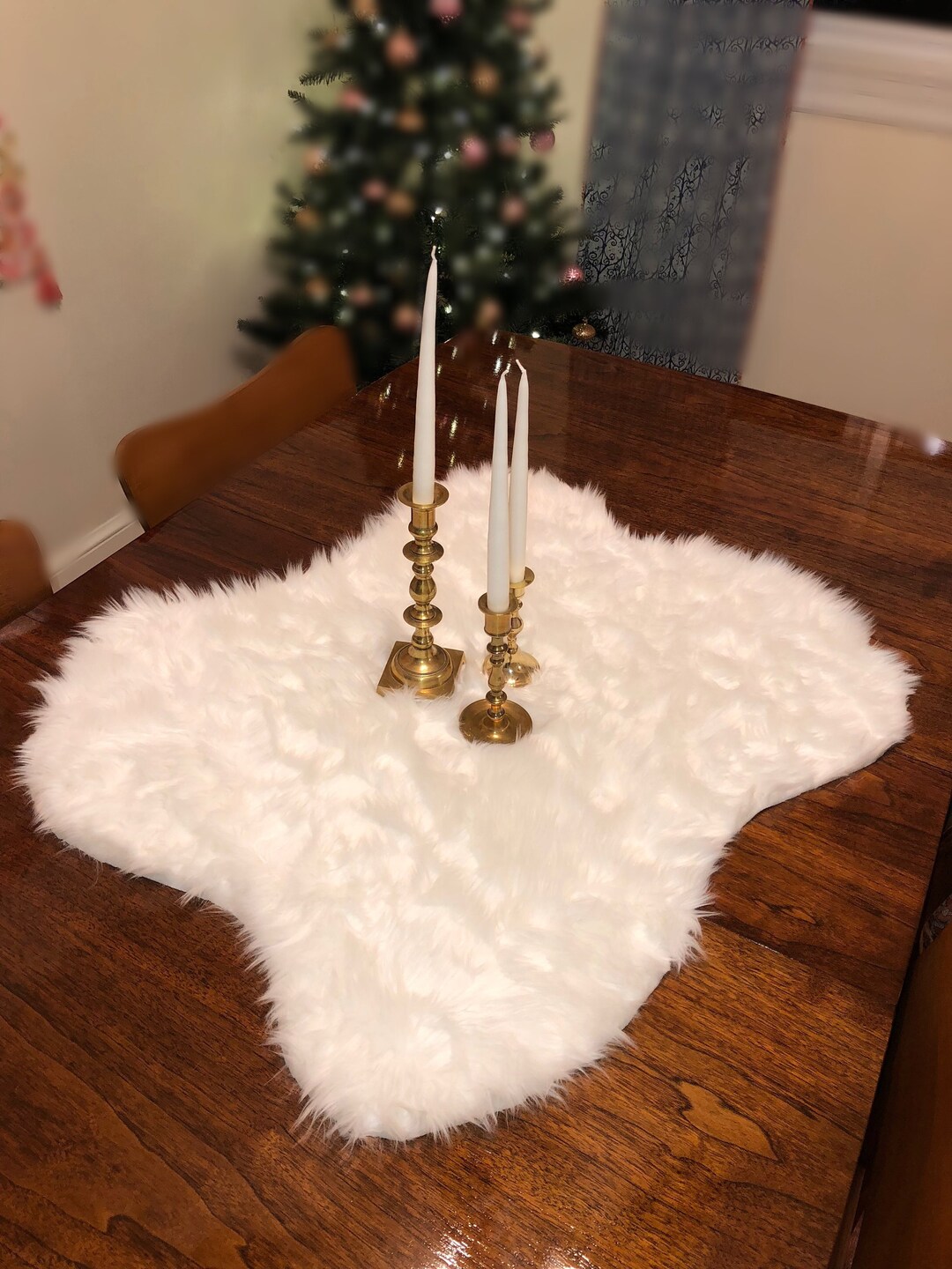 Faux Fur Table Runner, Faux Fur Table Cover, Fur Christmas Table Runner