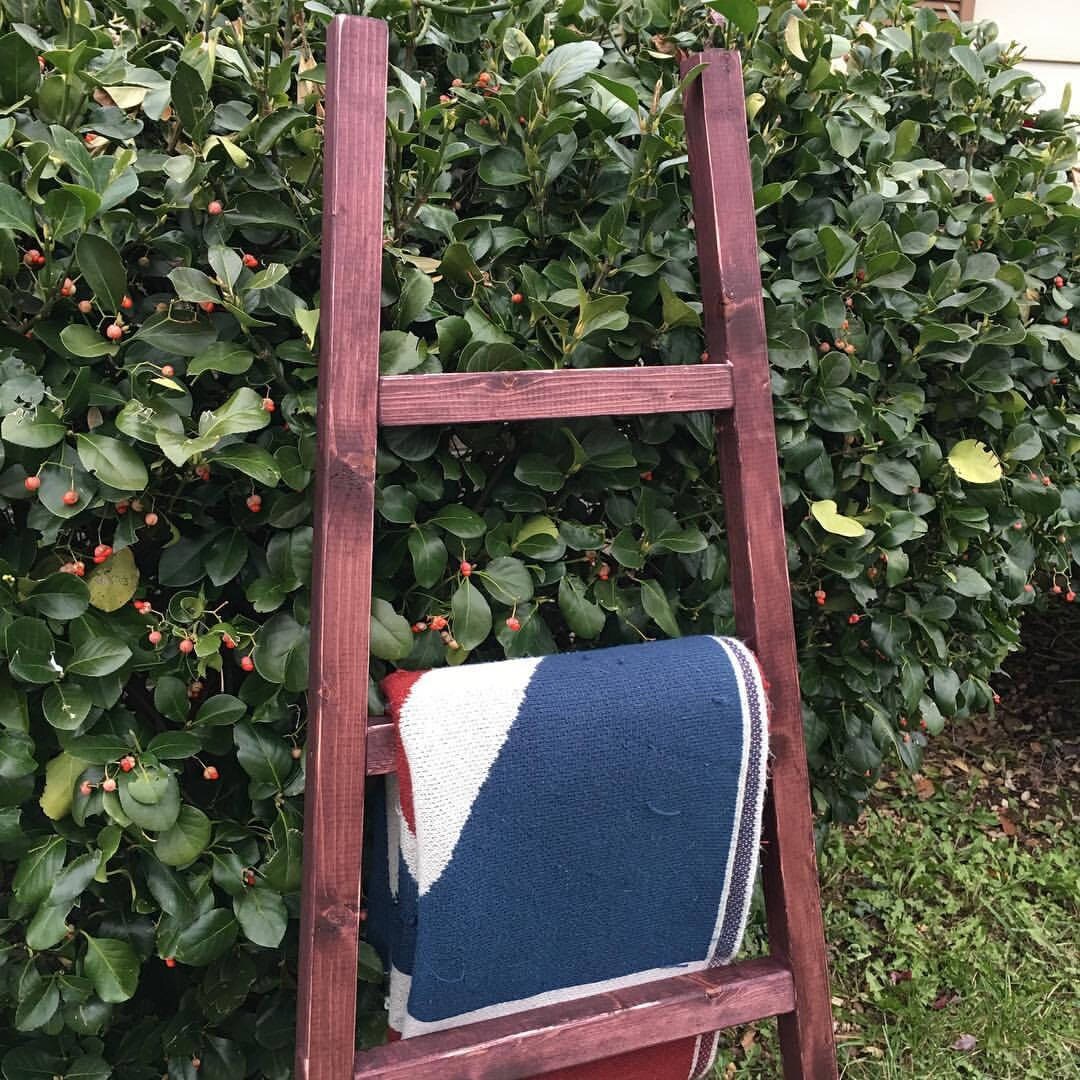 Rustic Reclaimed Wood Blanket Ladder, Towel Rack, Blanket Display