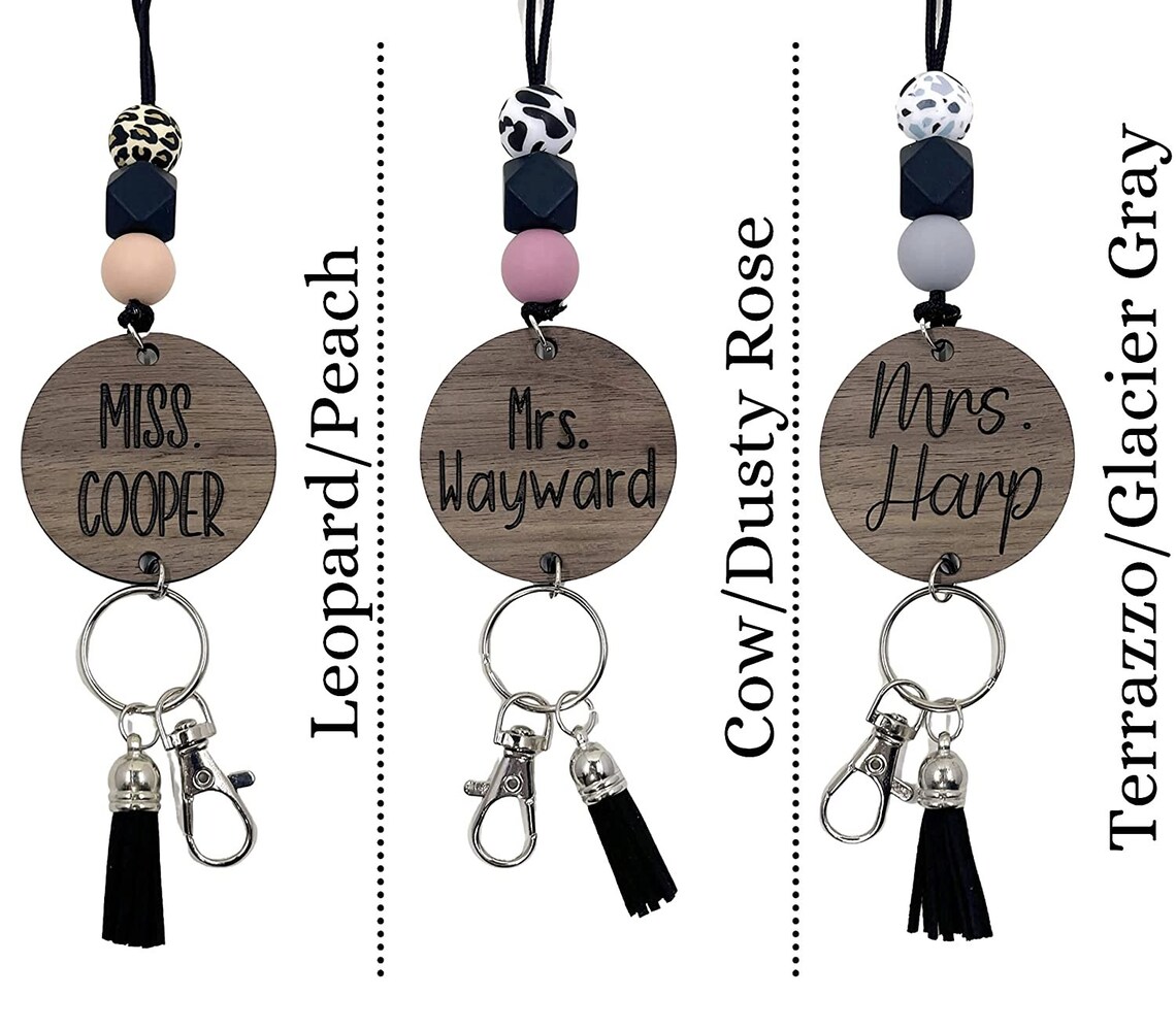 Personalized Beaded Lanyard for Keys Silicone Beaded Lanyard Etsy
