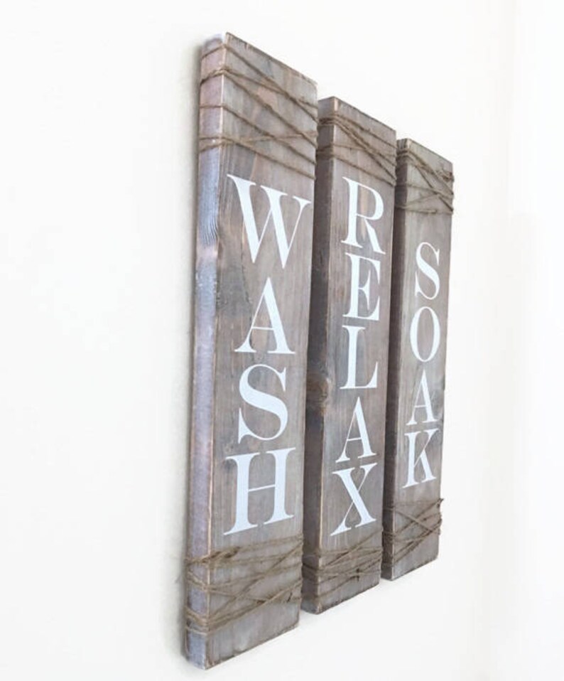 Rustic Bathroom Signs Set of Three Rustic Bathroom Decor Etsy
