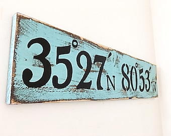 Coordinates Sign / Lat Long Sign / Latitude  Longitude Sign / Sign With Coordinates / GPS Coordinates Sign / New Home Gift / Coordinate Sign