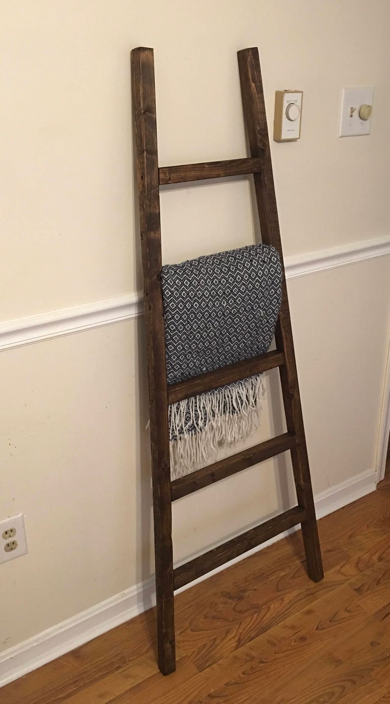 Rustic Reclaimed Wood Blanket Ladder Towel Rack Blanket Etsy