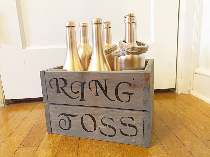 Rustic Ring Toss Wedding Game Wine Bottle Ring Toss Game Etsy