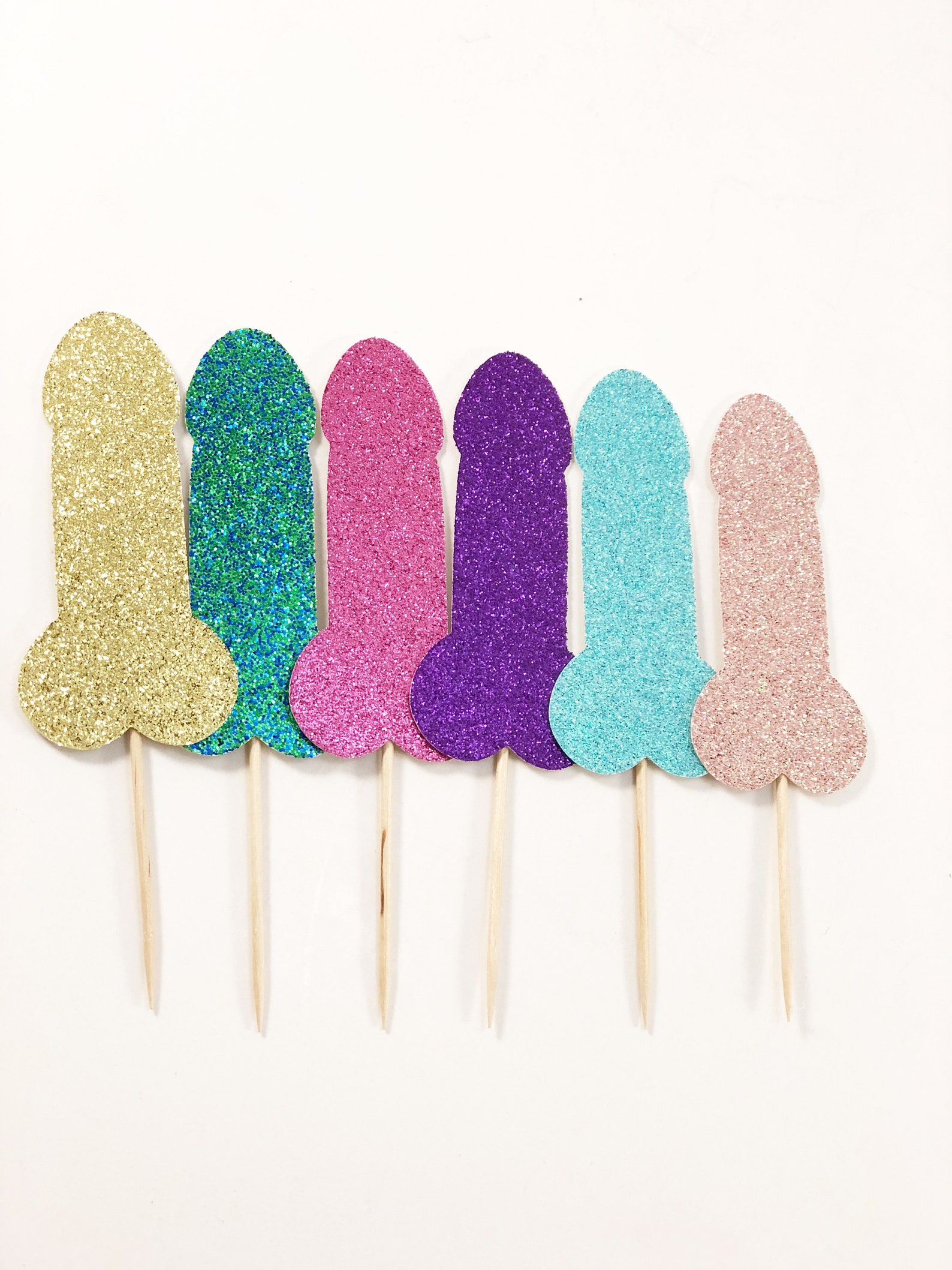 Penis Cupcake Toppers Glitter Cake Topper Bachelorette | Etsy