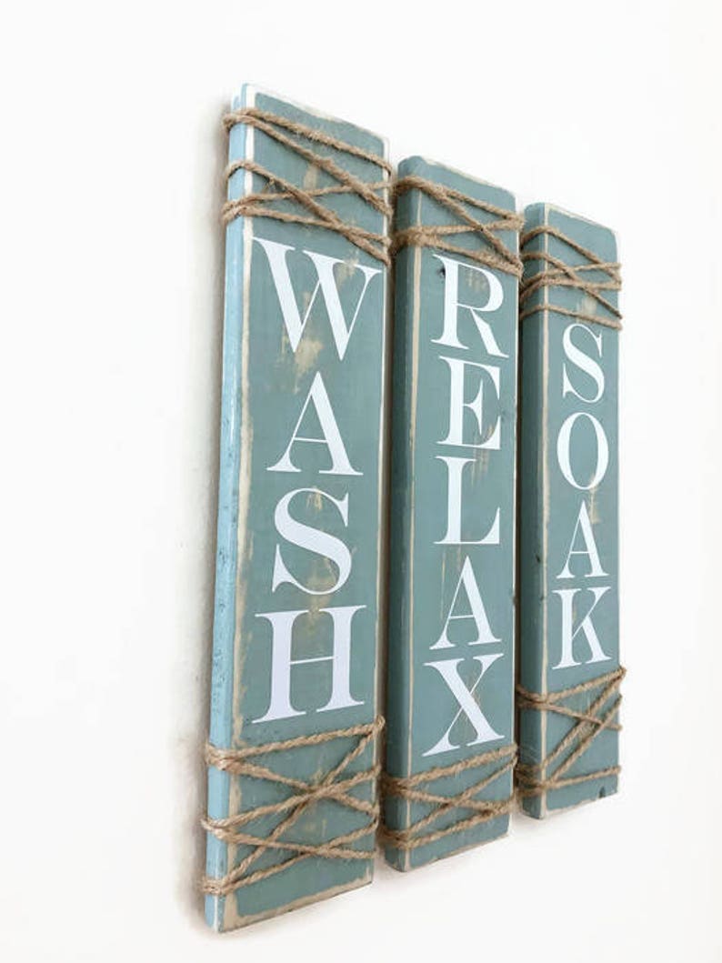 Rustic Bathroom Signs Set of Three Rustic Bathroom Decor Etsy