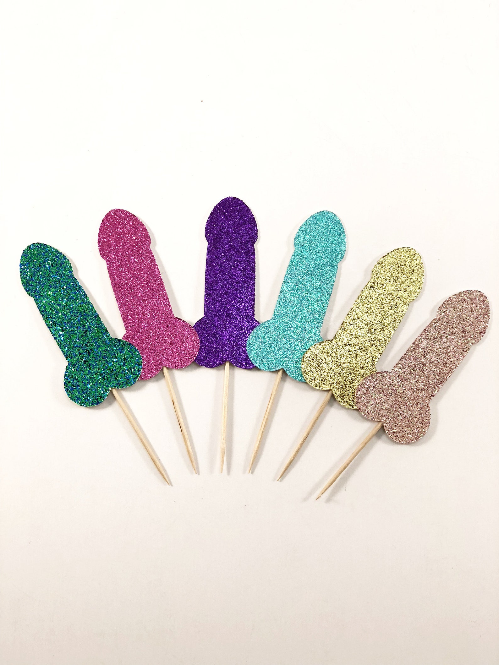 Penis Cupcake Toppers Glitter Cake Topper Bachelorette | Etsy