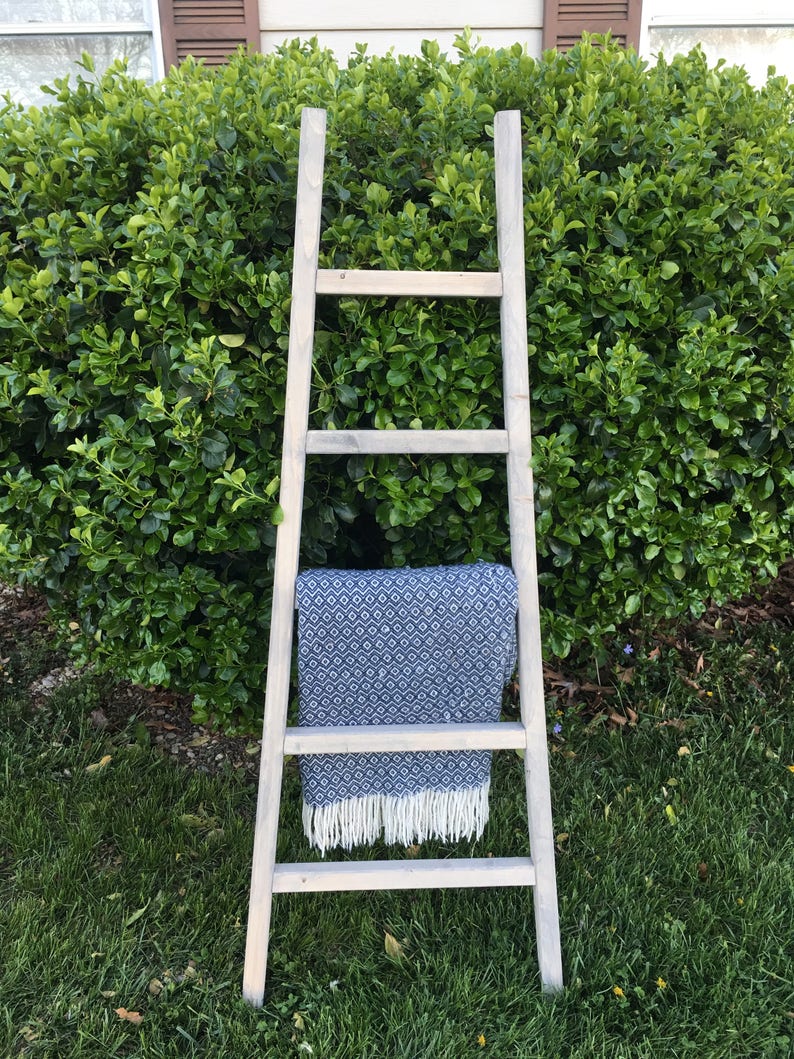 Rustic Reclaimed Wood Blanket Ladder Towel Rack Blanket Etsy