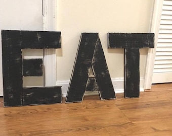 Eat Sign Reclaimed Wood, Kitchen Eat Letters, Rustic Wood Word Eat, Rustic Letters Eat, Wood Eat Word, Wood Kitchen Sign, Reclaimed Wood Art