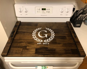 Rustic Stove Top Cover, Custom Wooden Stove Cover, Wood Tray For Stove Top, Wood Range Cover, Stove Tray Cover, Monogram Tray, Noddle Board