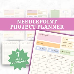 Planificador de proyectos de bordado / Rastreador imprimible de 7 páginas (descarga digital)