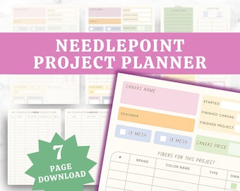 Stickarbeit Projektplaner | Druckbarer siebenseitiger Tracker (Digitaler Download)