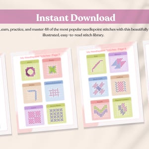 48 Nadelstich-Visuals | Sofortdownload | 8 gestickte Seiten + BONUS 10 Spitzen & BONUS Deckblatt! Bild 3