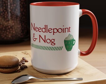 Needlepoint & Nog Coffee Mug | Holiday Stitching Gift