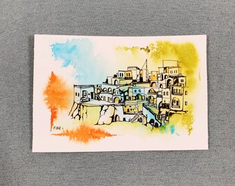 Colorful drawing \u201dSpring\u201d Original Illustration on paper 14 x 21 cm