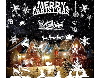 98 christmas window decorations clings white snowflakes decal stickers christmas tree santa claus christmas window display winter wonderland - Christmas Window Stickers 98 christmas window decorations clings white snowflakes decal stickers christmas tree santa claus christmas window display winter wonderland - Christmas Window Stickers
