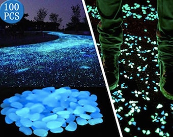 100 Glow in the Dark Pebbles Garden Pebbles Centerpieces Fillers Pebbles Walkways Deco Blue Patio Plants Dinner Party